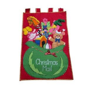 Vintage Bucilla Felt Christmas Advent Calendar Toyland "Christmas Mail"